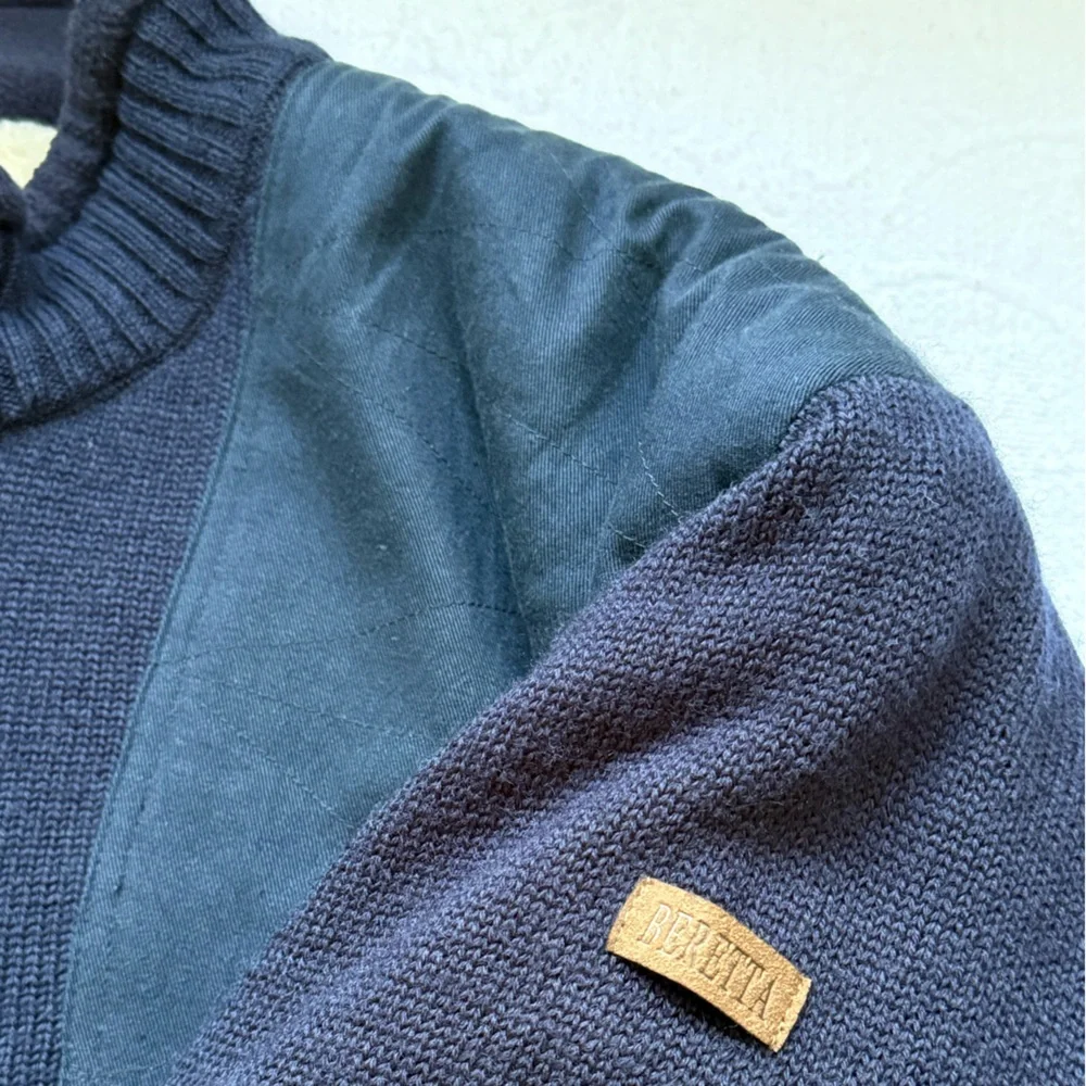 BERETTA Men’s Navy Wool JacketNWOT Sherpa LinenFull Zip Sweater Coat Large - Picture 4 of 17